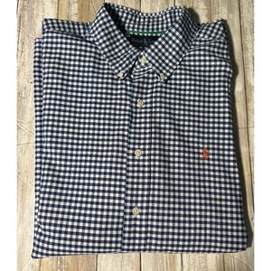 Polo Ralph Lauren Shirt Mens XL‎ Classic Fit Blue Gingham Check Button Up